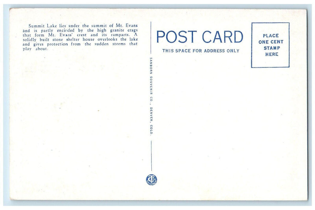 c1920s Top Mount Evans Shelter House Denver Mountain Parks Colorado CO Postcard