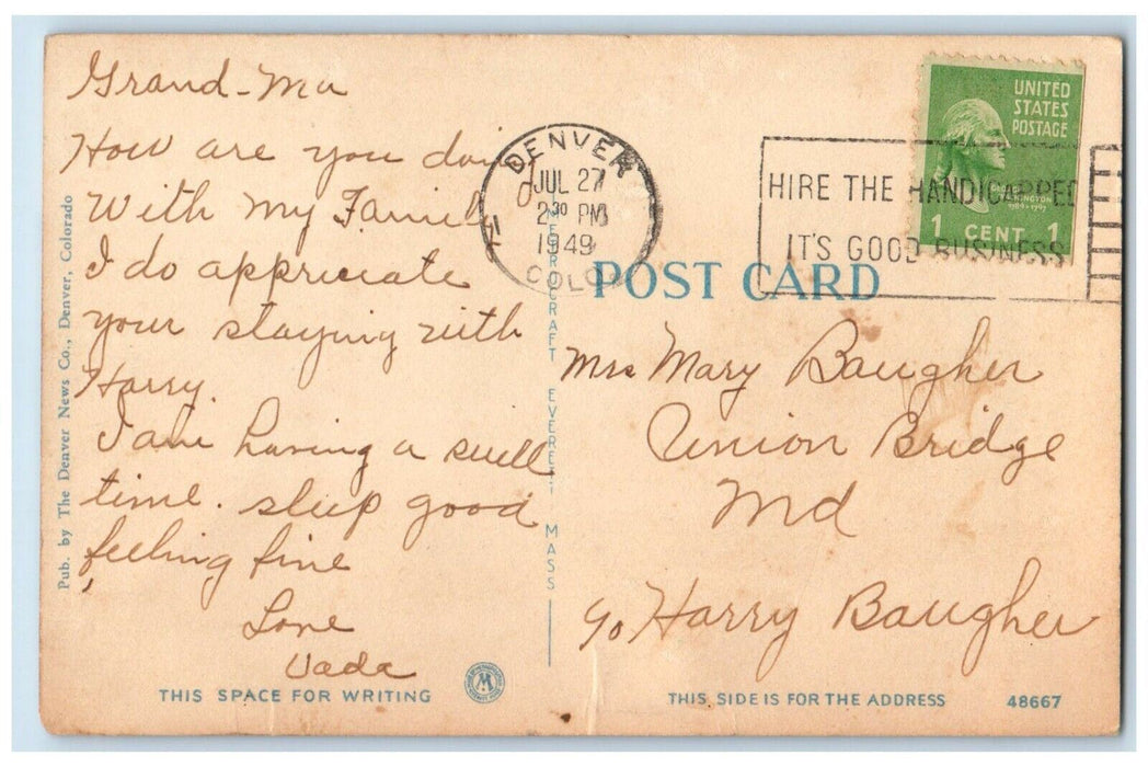 1949 Pueblo at Red Rocks Cars Denver Mountain Parks Colorado CO Postcard