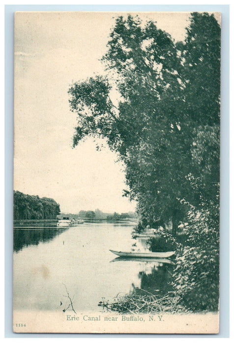 c1905 View Of Erie Canal Scene Boat Near Buffalo New York NY Antique Postcard