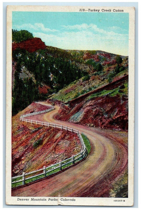 c1920s Turkey Creek Canon Zigzag Road Denver Mountain Parks Colorado CO Postcard