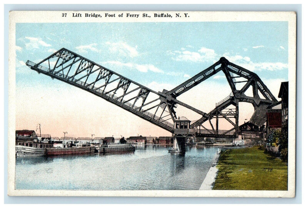 c1910's Lift Bridge Foot Of Ferry St. Buffalo New York NY Antique Postcard