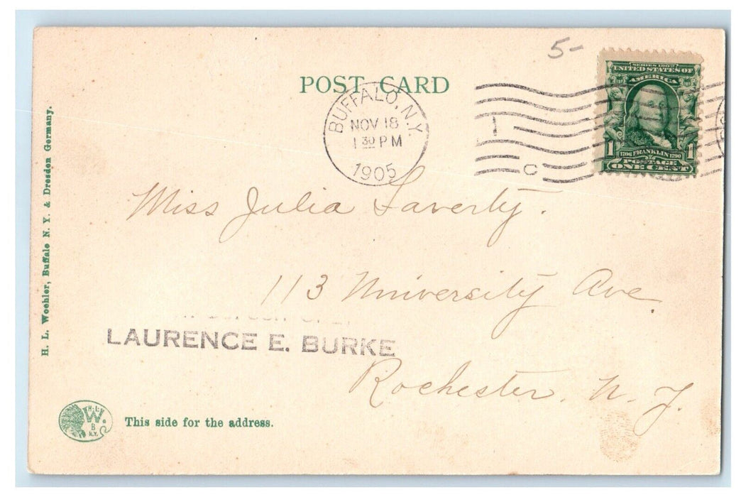 1905 The Waterfront Ship Boat Y. C. & H. R. R. Buffalo New York NY Postcard
