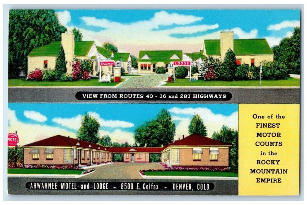 c1960's Ahwahnee Motel & Lodge Courts Roadside View Denver Colorado CO Postcard