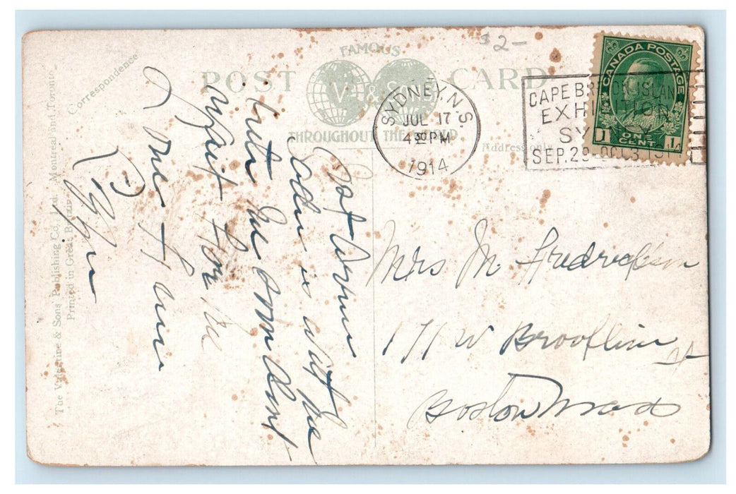 1914 Sydney Hotel and Masonic Building Sydney CB Canada Antique Postcard