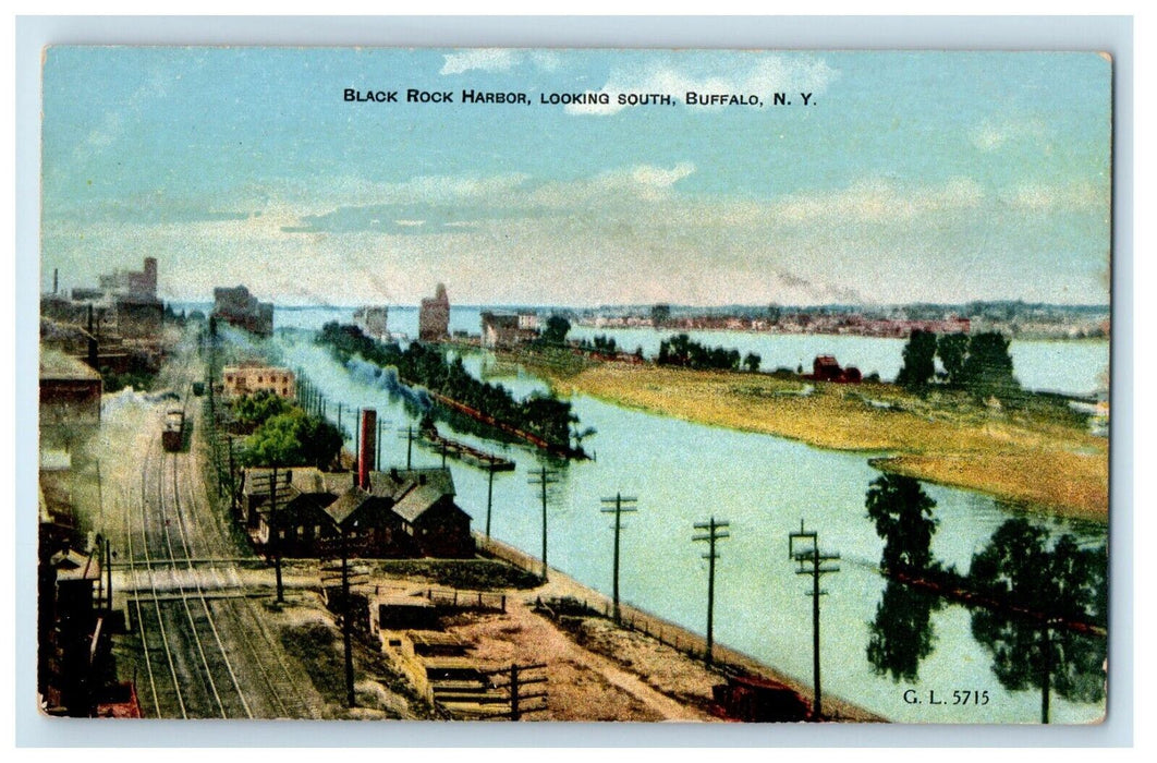 Black Rock Looking South Railroad Train Buffalo New York NY Rotograph Postcard