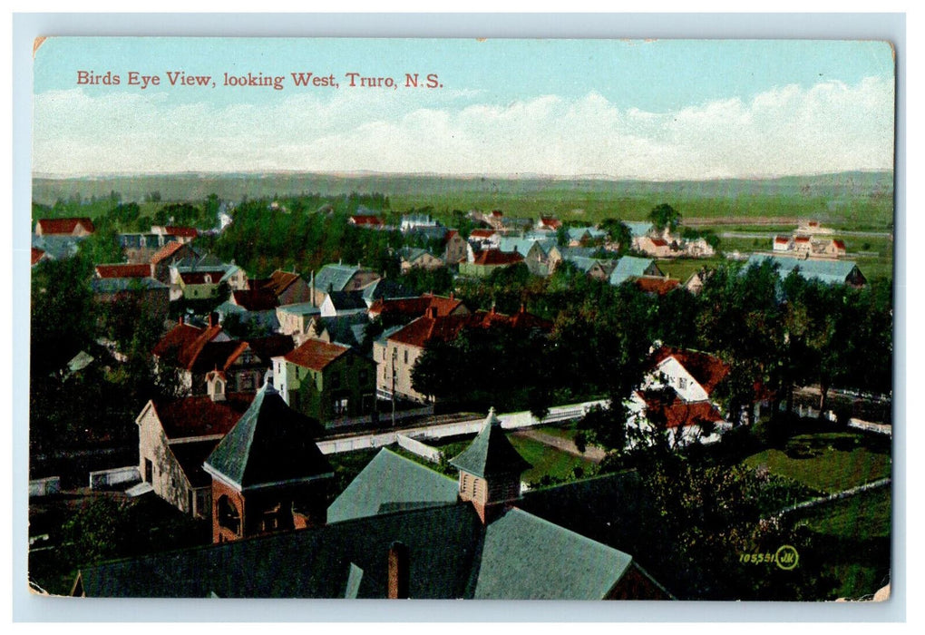c1910 Birds Eye View Looking West Truro Nova Scotia Canada Unposted Postcard