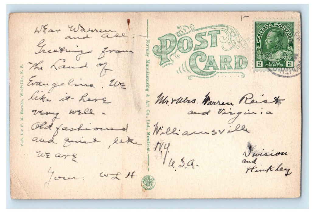 c1910 Monument at Evangeline Grand Pre Nova Scotia Canada Posted Postcard