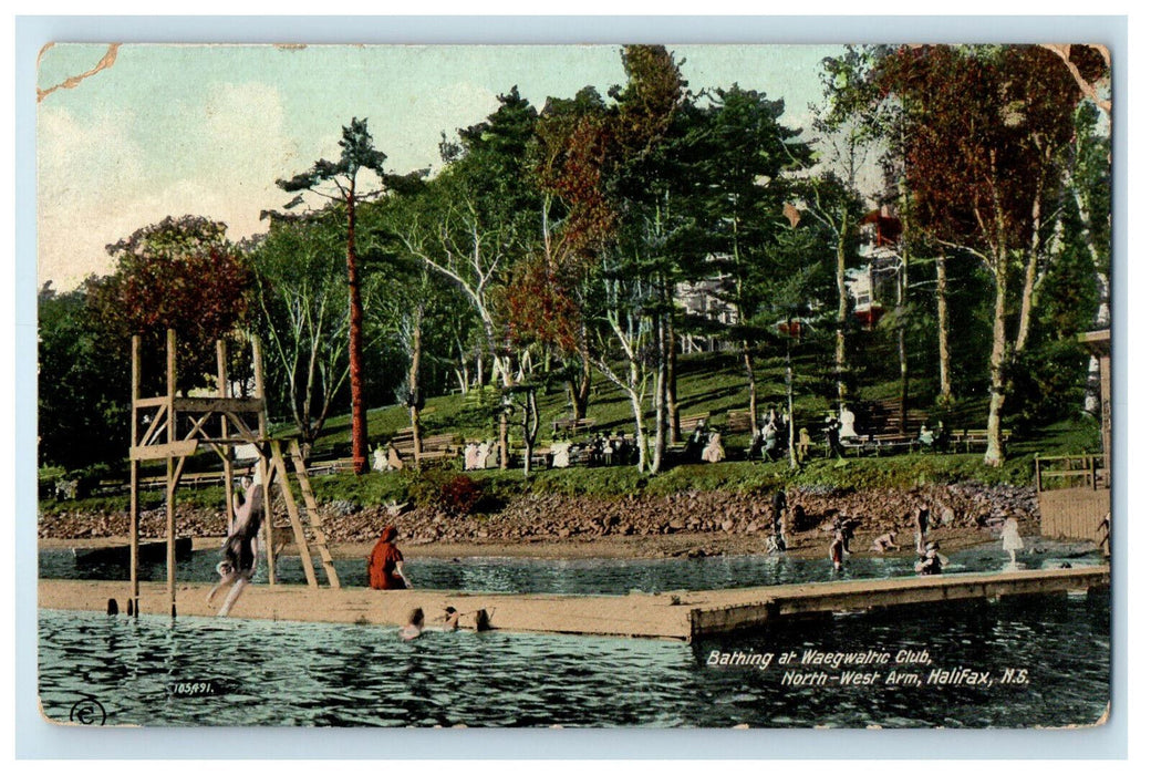 c1910's Bathing at Waegwaltic Club Halifax Nova Scotia Canada Postcard