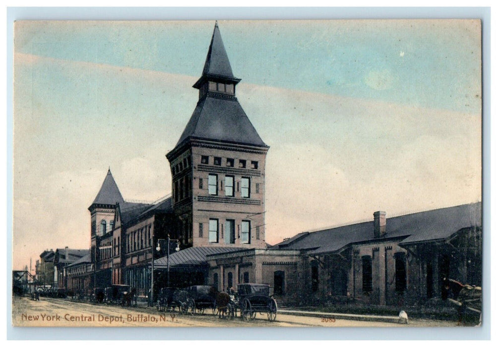 c1910's New York Central Depot Station Railroad Station Buffalo NY Postcard