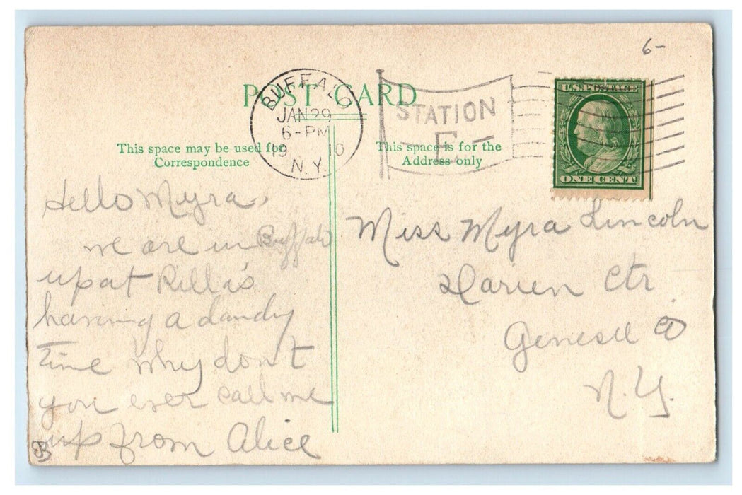 1910 Buffalo NY, Life Saving Crew Sailboat In Action Posted Antique Postcard