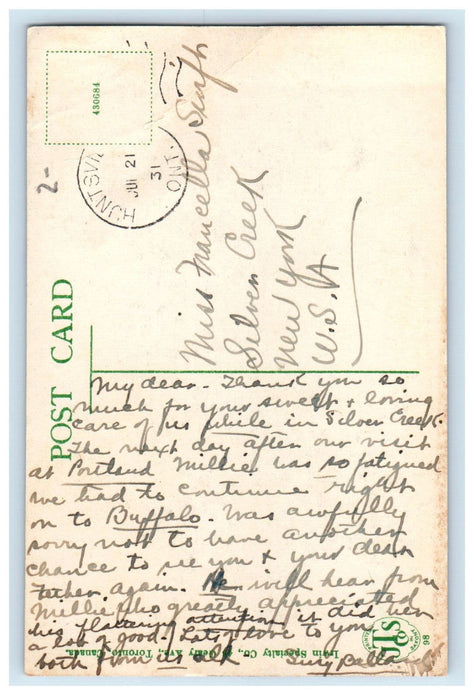 1931 Camp "Billie Bear" Bella Lake Huntsville Muskoka Ontario Canada Postcard