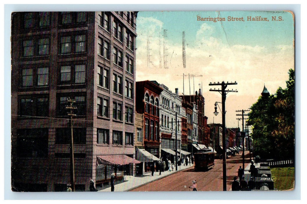 1914 Trolley Car, Barrington Halifax Nova Scotia Canada Antique Posted Postcard
