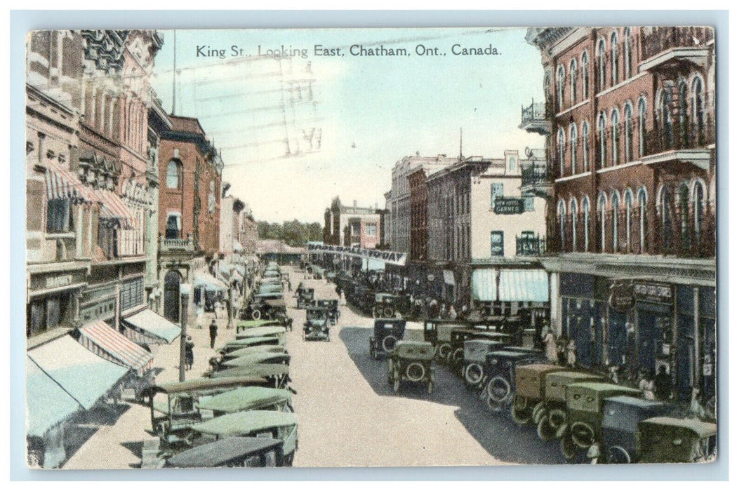 1941 Cars, Business District, King St. Chatham Ontario Canada Postcard