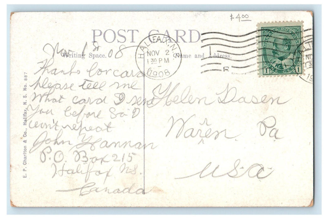 1908 Deaf and Dumb Institution Halifax Nova Scotia Canada Antique Postcard