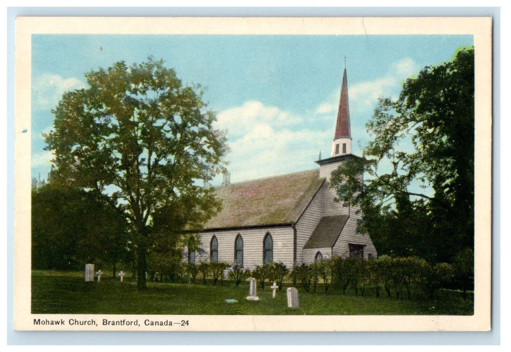 c1920's Mohawk Church, Grave View, Brantford Canada Posted Postcard