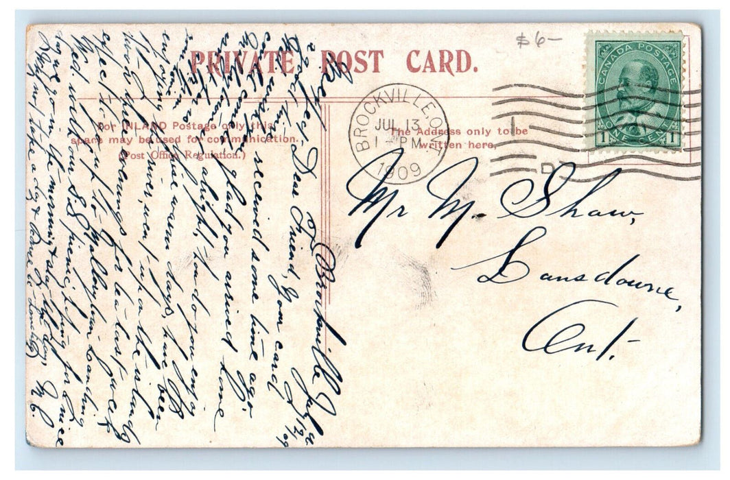 1909 Church Street, From St. Lawrence Hall Brockville Canada Postcard