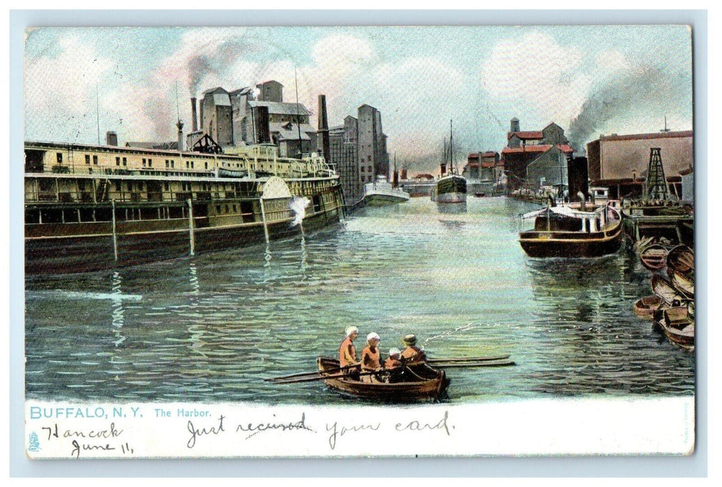 1906 The Harbor Ship And Boats Buffalo New York NY Antique Tuck's Postcard