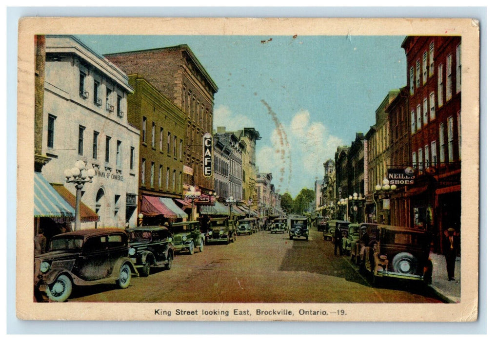 1938 King Street Looking East Brockville Ontario Canada Vintage Postcard