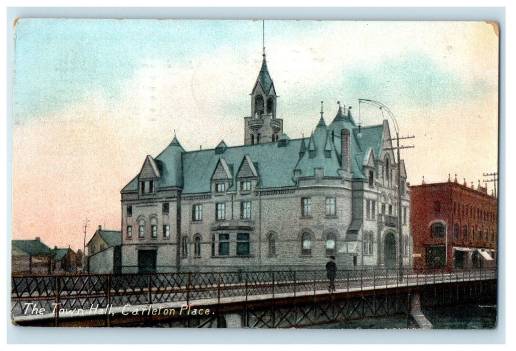 1908 The Town Hall Carletone Place Ontario Canada Antique Posted Postcard