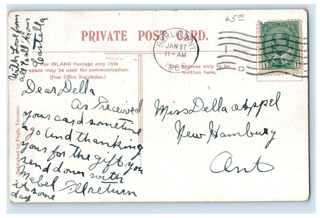 1908 The Town Hall Carletone Place Ontario Canada Antique Posted Postcard