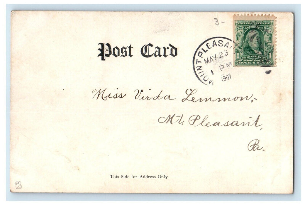 1907 New York NY, Ferry Boat Entering Slip Posted Antique Postcard