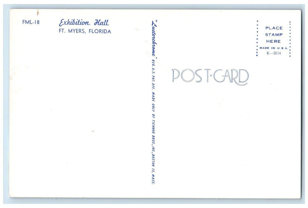 c1960's Exhibition Hall Exterior View Roadside Fort Myers Florida FL Postcard