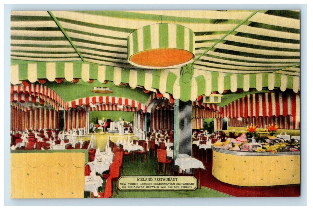 Iceland Restaurant Scandinavian Dining Room Interior New York City NY Postcard
