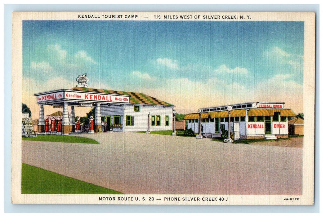 Kendall Tourist Camp Gas Station Kendall Diner Silver Creek New York NY Postcard