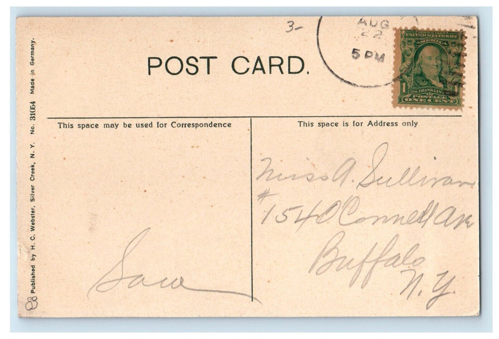 c1910's Big Sister Creek At Pine Lodge Boat Silver Creek New York NY Postcard