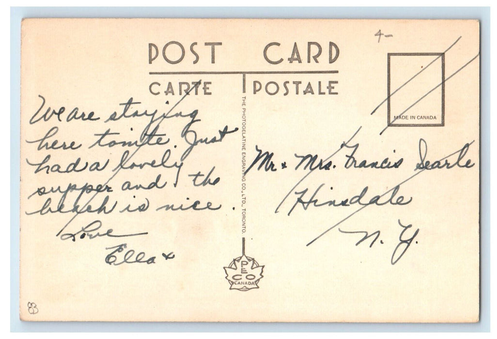 c1940's Bucks Orchard Beach Hotel, Port Dover Ontario Canada Postcard