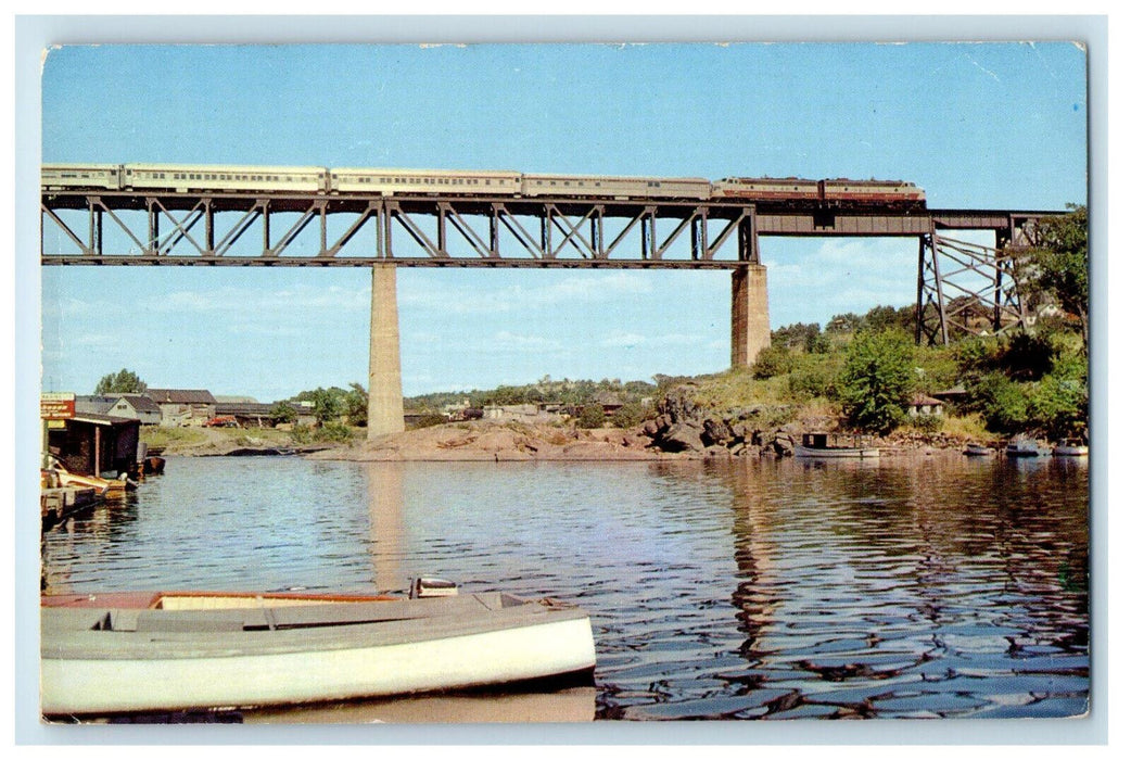 c1960's The Canadian Crossing The CPR Bridge Parry Sound Ontario Canada Postcard