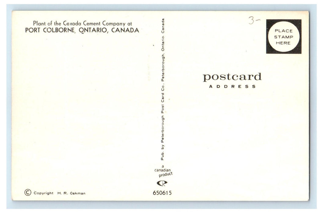 c1950's Plant of the Canada Cement Company Port Colborne Canada Postcard