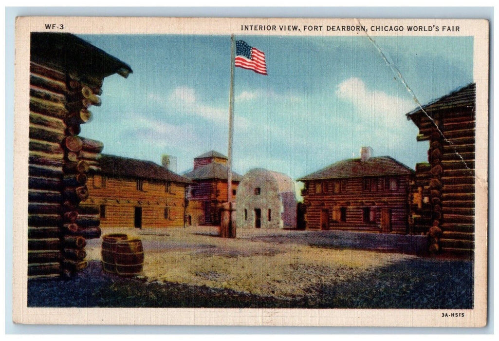 c1940s Interior View Fort Dearborn Chicago Worlds Fair Chicago Illinois Postcard