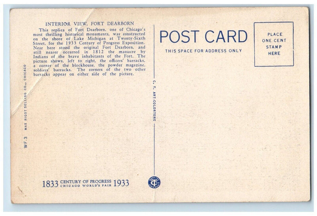 c1940s Interior View Fort Dearborn Chicago Worlds Fair Chicago Illinois Postcard