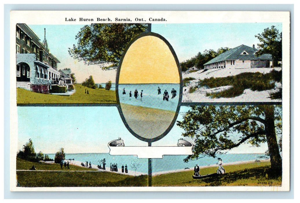 c1920's Multiview, Lake Huron Beach, Sarnia Ontario Canada Unposted Postcard