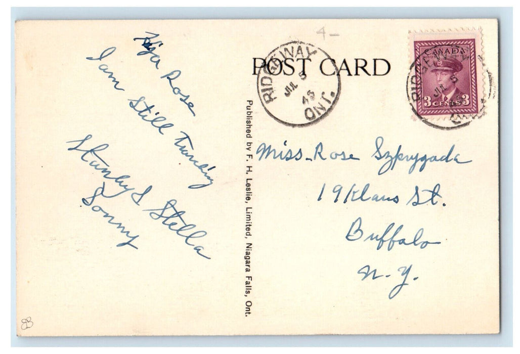 1945 United Church Ridgeway Ontario Canada Vintage Posted Postcard