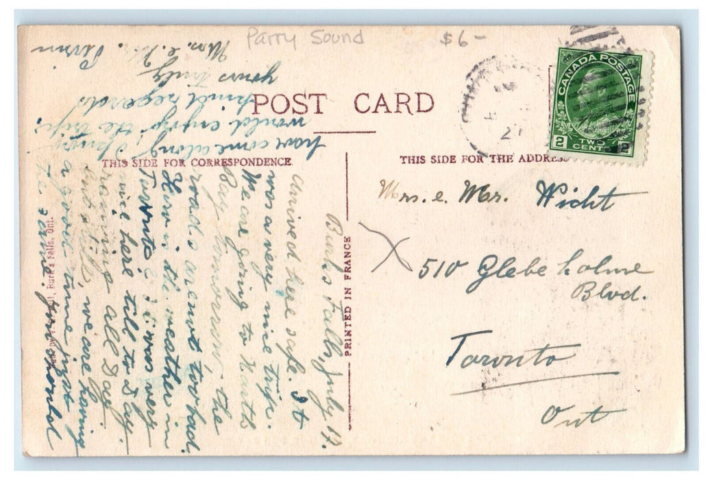 c1940's Cars On The Highway Around Doe Bay Parry Sound Ontario Canada Postcard
