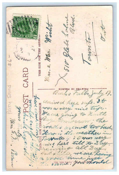 c1940's Cars On The Highway Around Doe Bay Parry Sound Ontario Canada Postcard