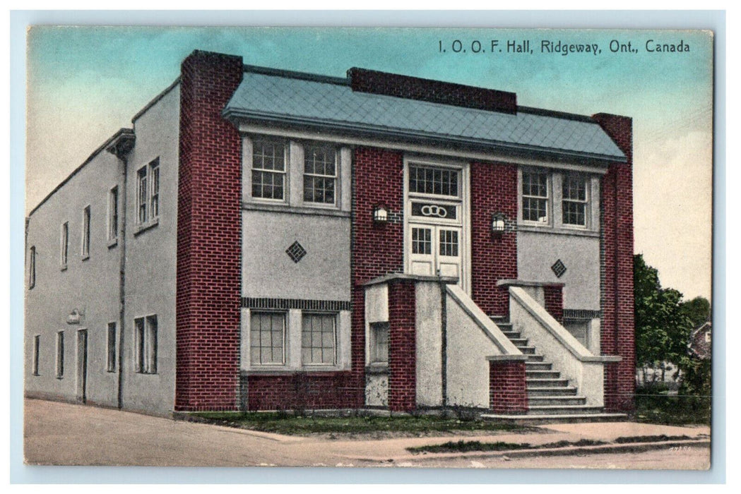 c1910 Stairway to I.O.O.F Hall Ridgeway Ontario Canada Posted Antique Postcard