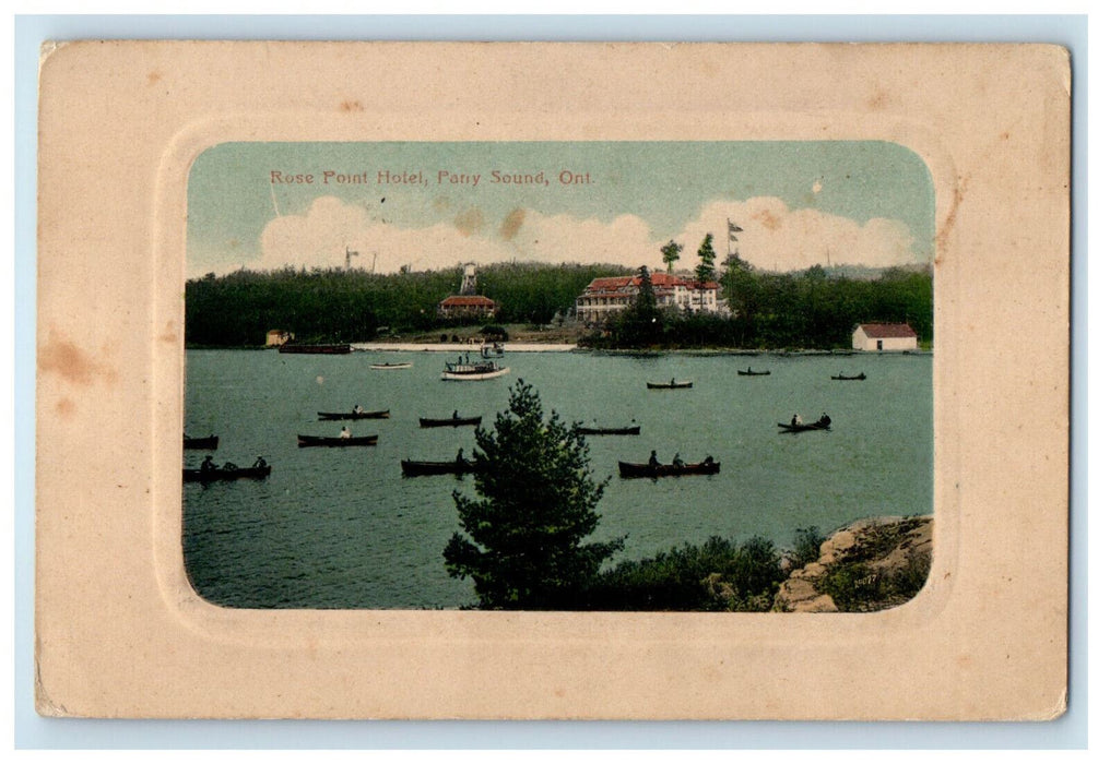 c1940's Rose Point Hotel, Parry Sound Ontario Canada Vintage Postcard