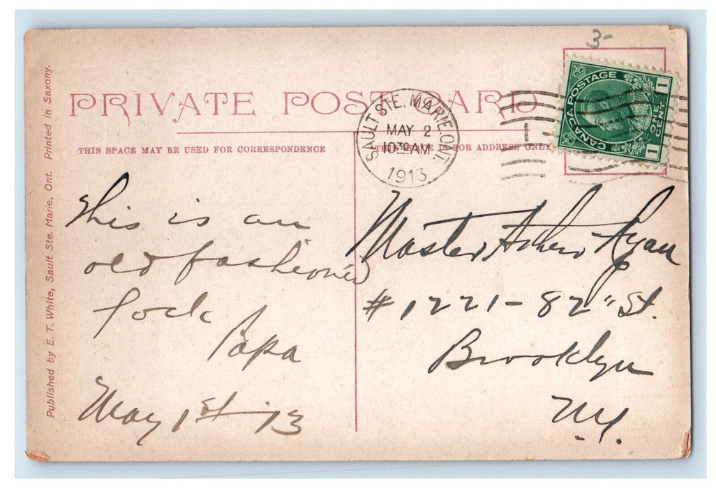 1913 Sault Ste. Marie Ontario Old Hudson Bay Company's Lock Canada Postcard