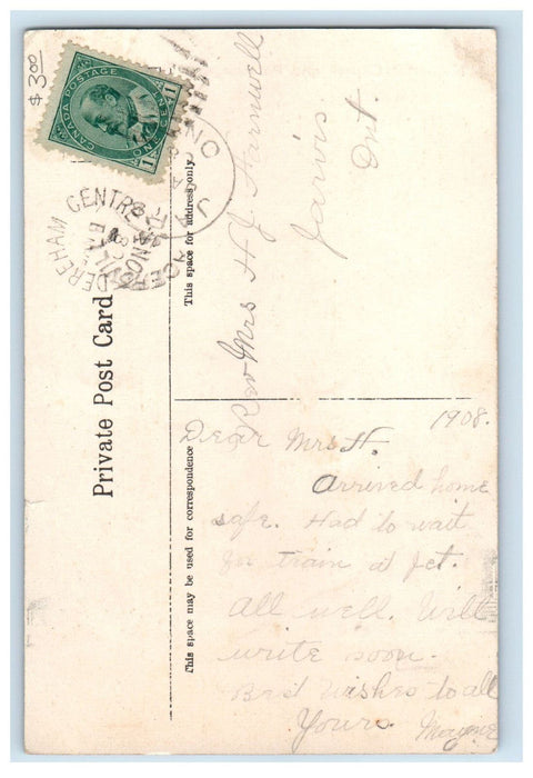1908 Methodist Church and Parsonage Tillsonburg Ontario Canada Postcard