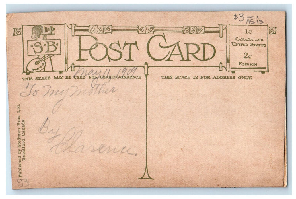 1909 Front Street and Vendome Hotel, Sarnia Ontario Canada Postcard