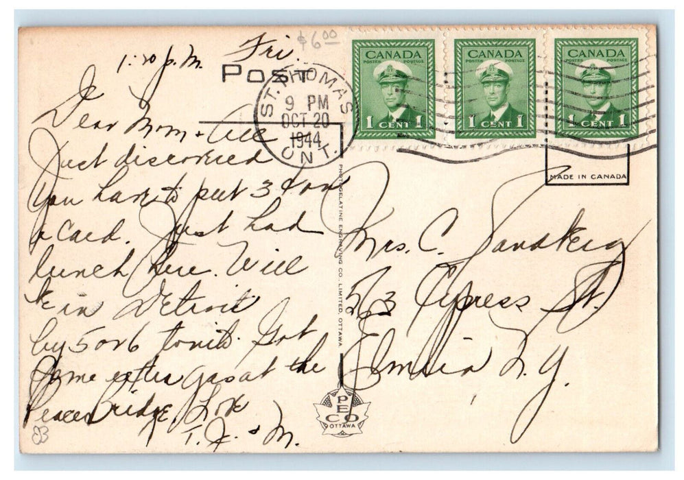1944 Andersons Dry Goods, Talbot Street St. Thomas Ontario Canada Postcard