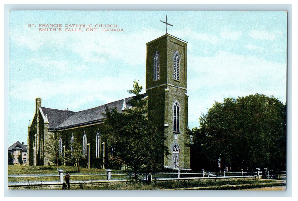 c1910 St. Francis Catholic Church, Smith Falls Ontario Canada Postcard