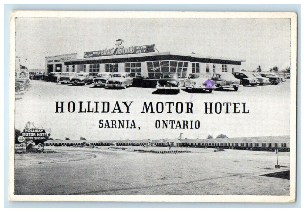 c1940's Multiview, Holliday Motor Hotel Sarnia Ontario Canada Posted Postcard