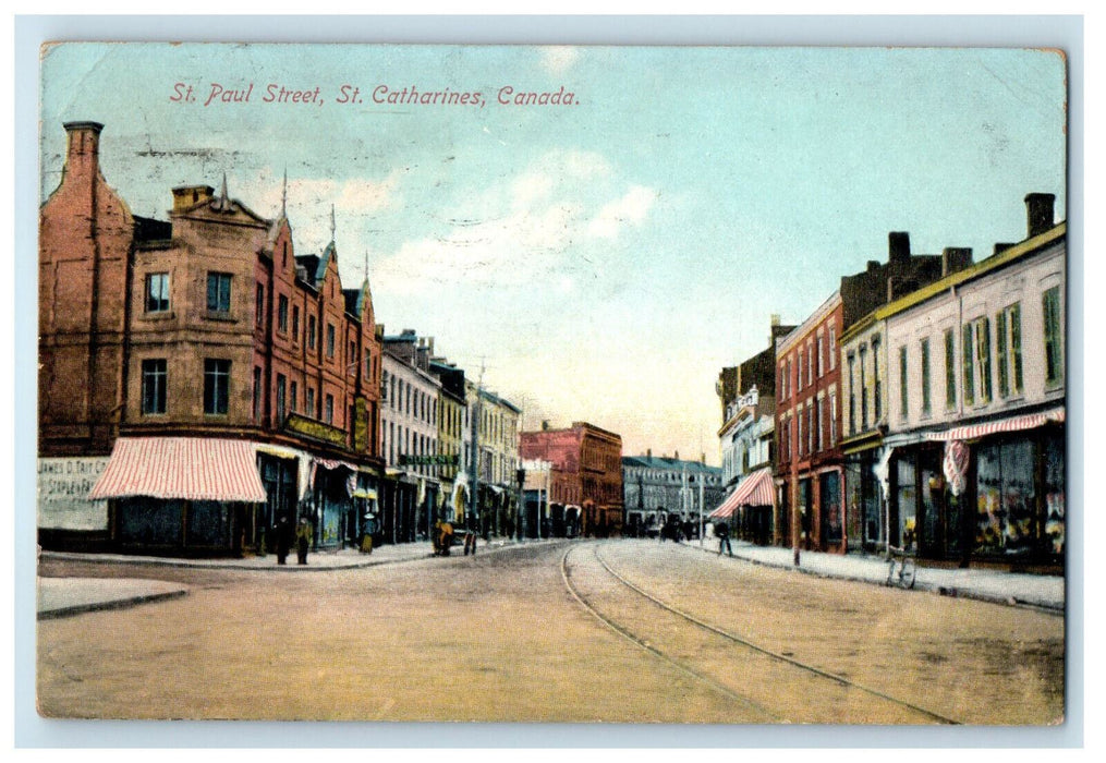 1909 Railway Business District St. Paul Street St. Catherines Canada Postcard
