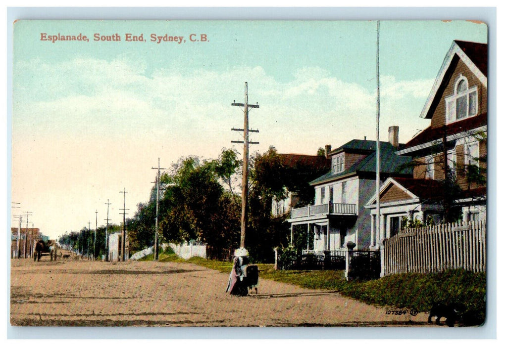 c1910 Esplanade South End Sydney Cape Breton Island Canada Antique Postcard
