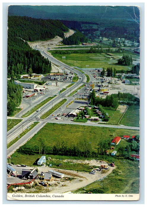 1979 Aerial View, Pivot Point to National Parks Golden BC Canada Postcard