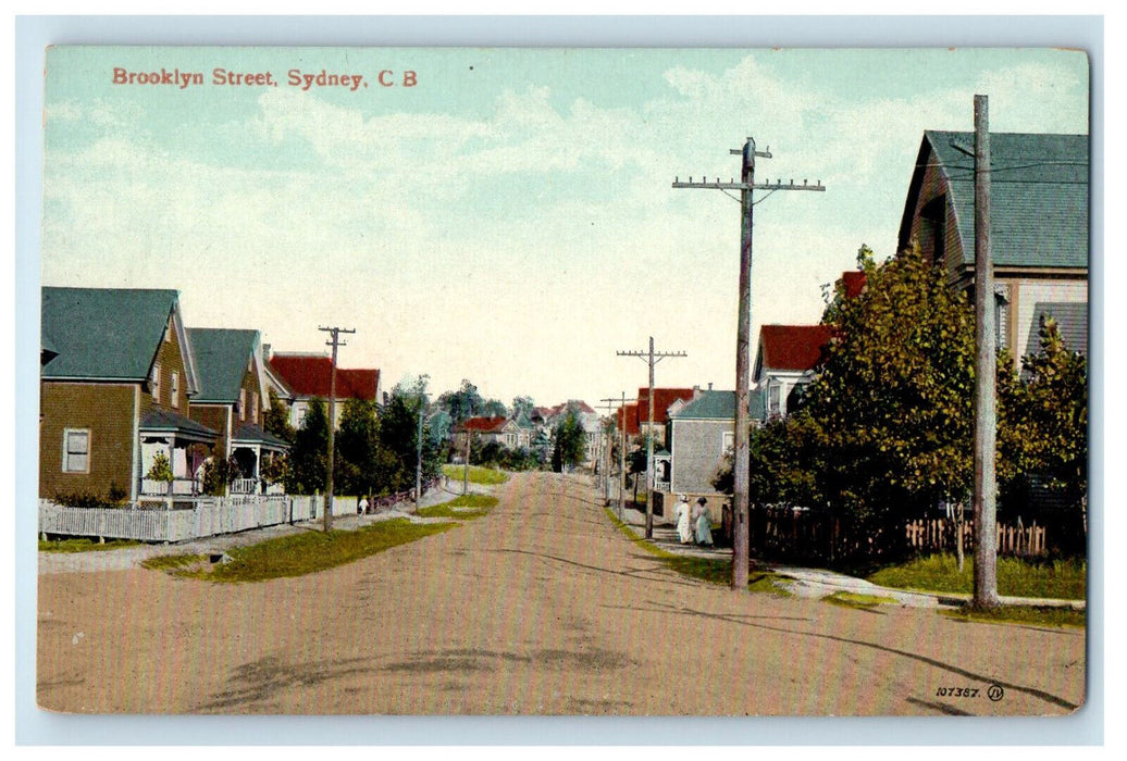c1910 Houses in Brooklyn Street Sydney Cape Breton Island Canada Postcard